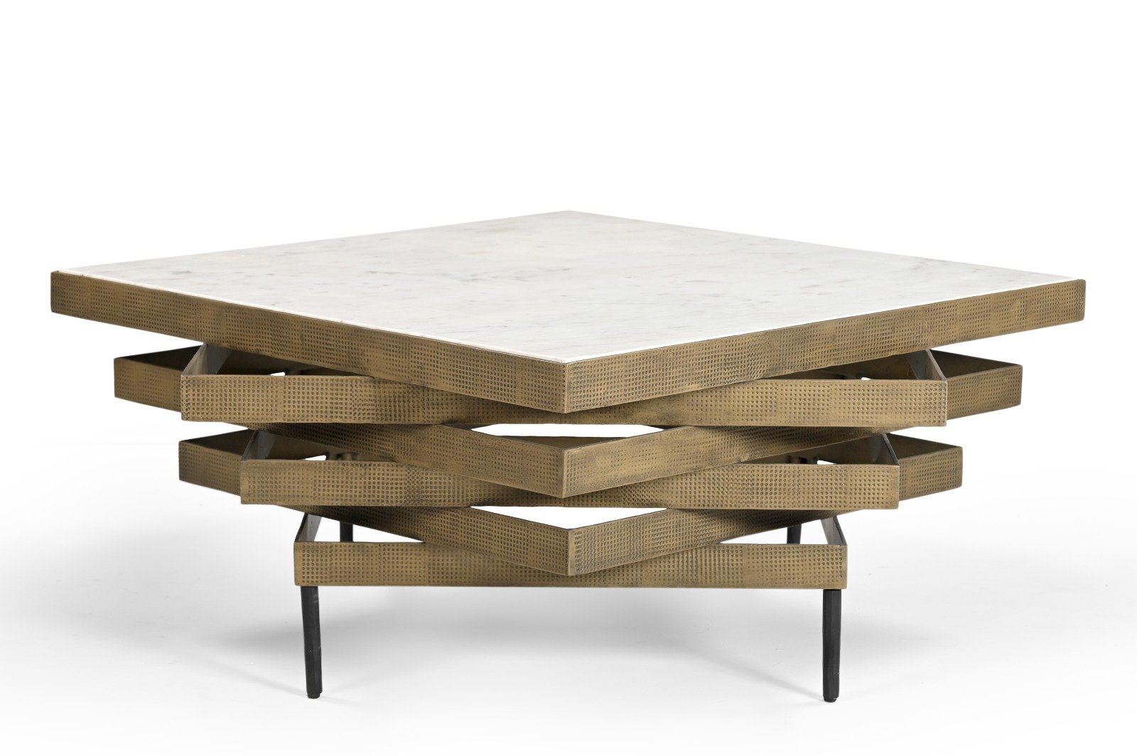 IRON COFFEE TABLE WITH MARBLE TOP