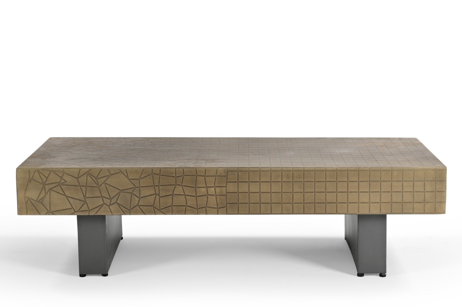 IRON COFFEE TABLE WITH GLASS TOP