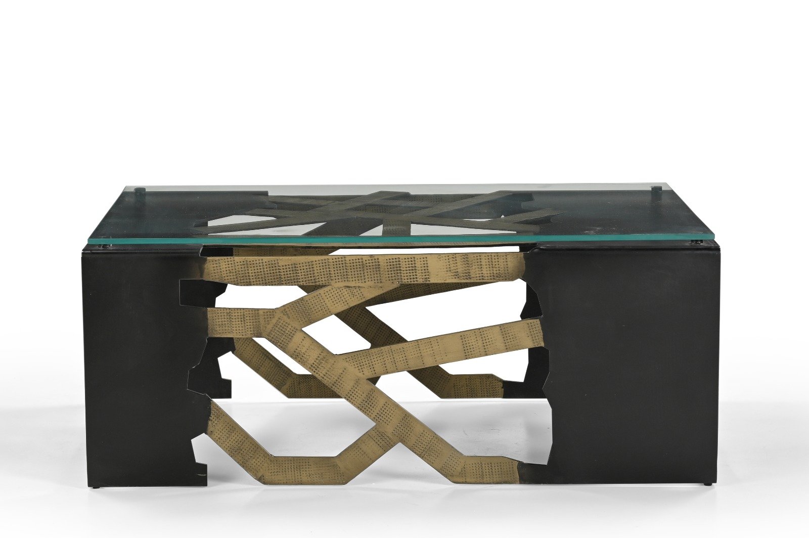 IRON COFFEE TABLE WITH MARBLE TOP