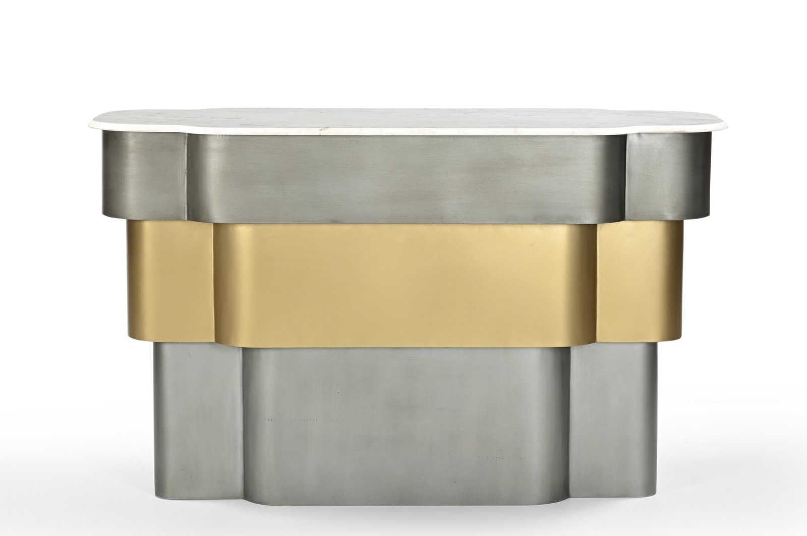 IRON CONSOLE TABLE WITH ITALIAN MARBLE TOP