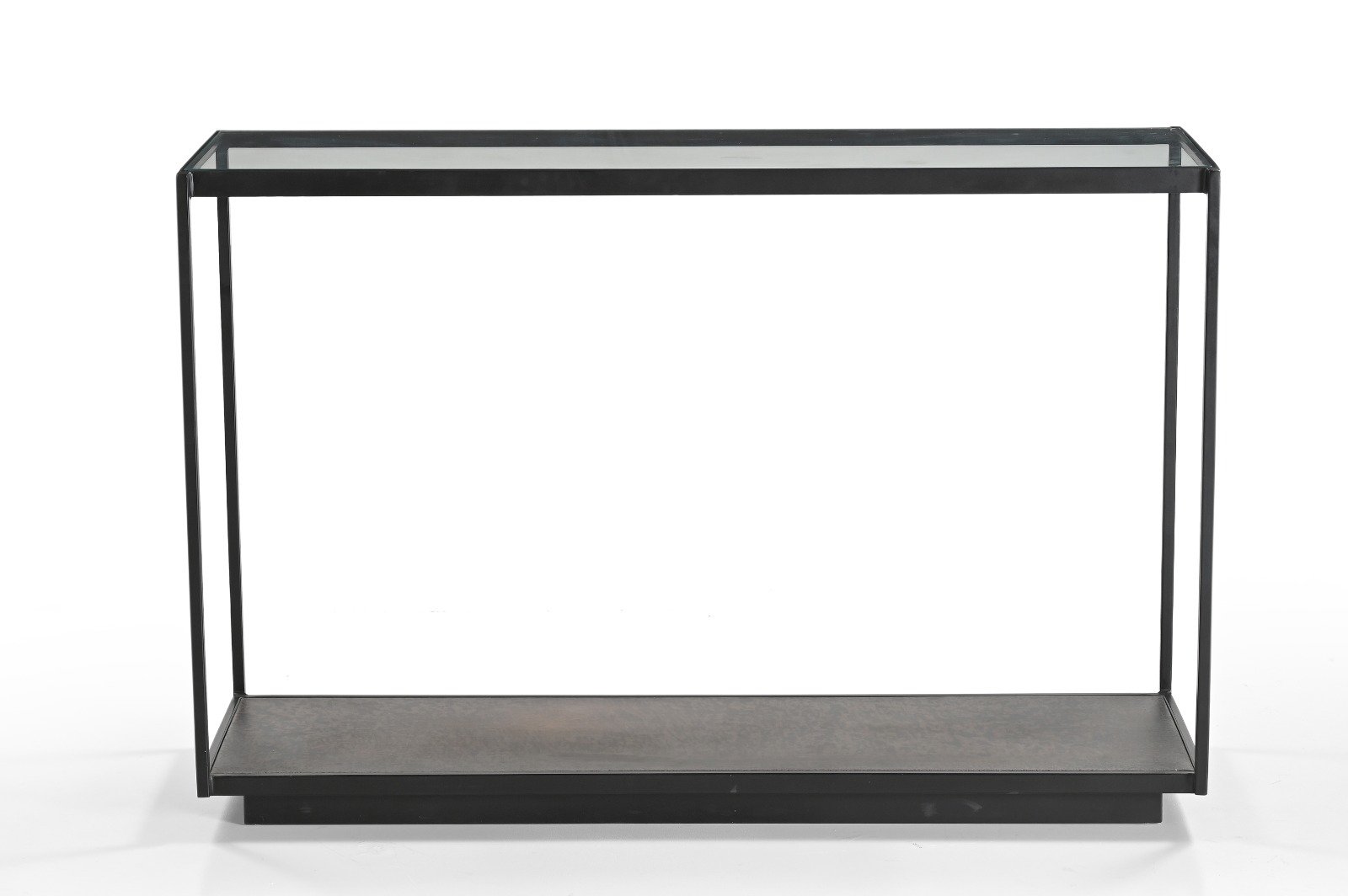 IRON CONSOLE TABLE WITH GLASS TOP