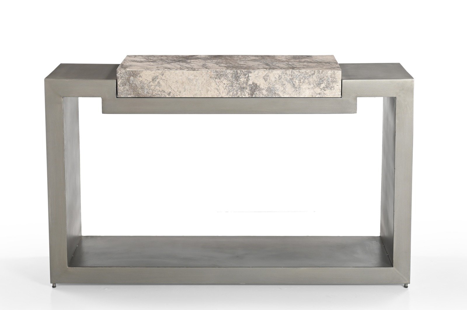 IRON CONSOLE TABLE WITH MARBLE TOP