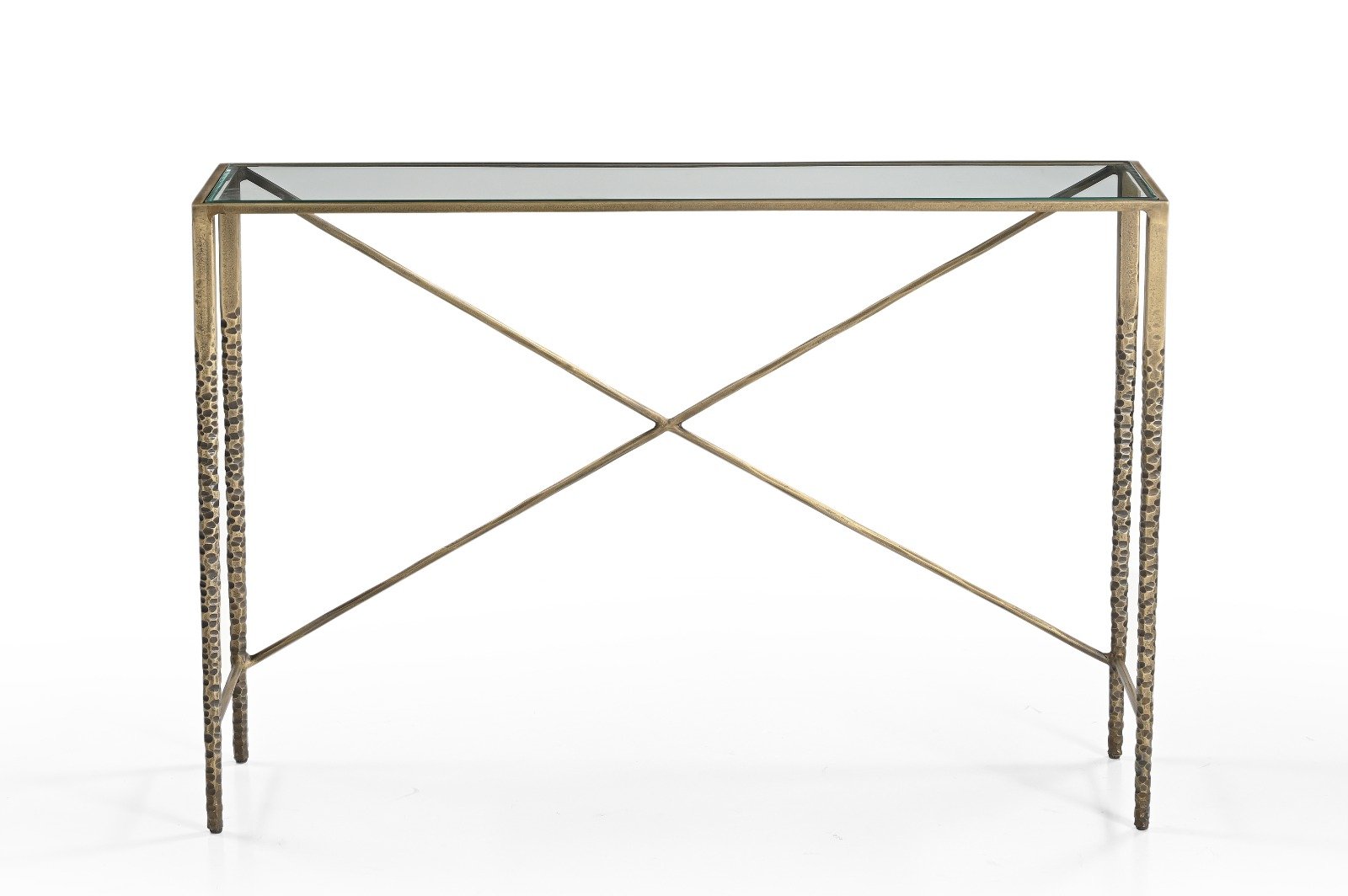 IRON CONSOLE TABLE WITH GLASS TOP